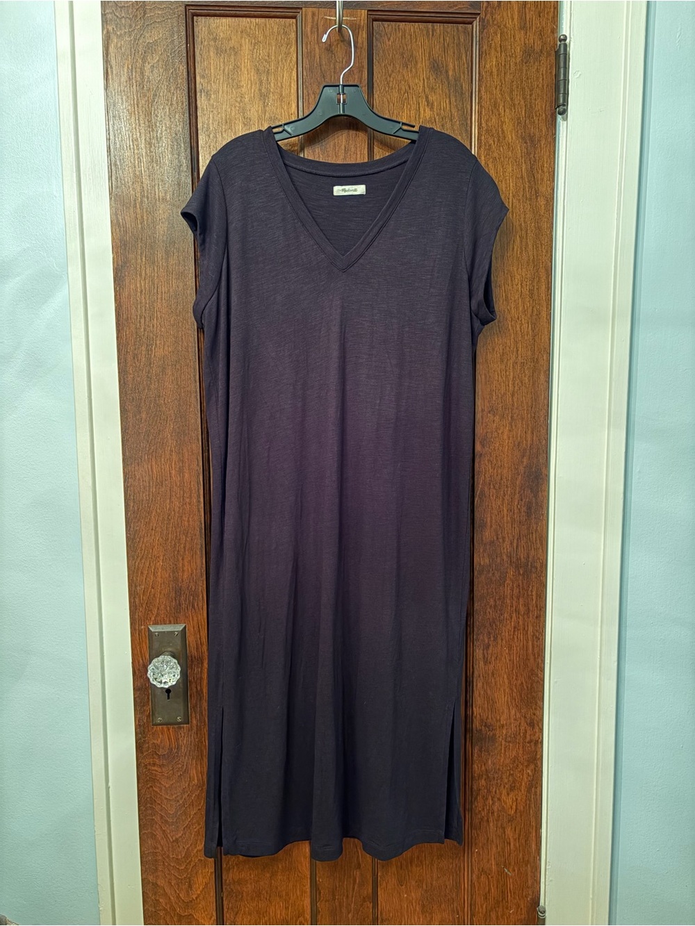 Madewell Plus V-Neck Muscle Tank Dress Black 1X Maxi